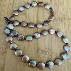 Handmade Creamy Pink Coin Pearl Necklace